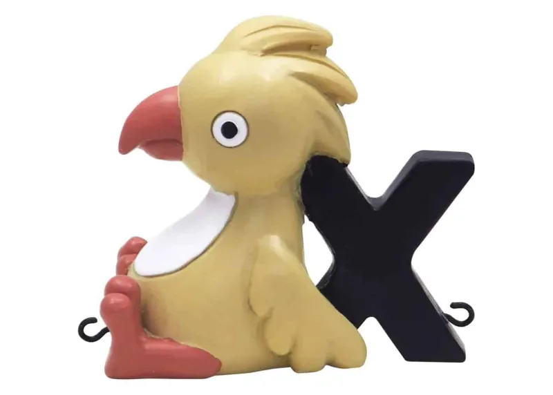 New X bogstav med papegøje til navnetog Bogstaver