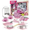 Outlet køkkensæt i metal 26 dele lyserød Aktivitetslegetøj