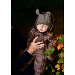 Uldhue m. Ører - Dark Brown Melange Huer