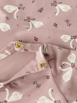 Clearance Langærmet body med svane print, str. 56-92 Tøj