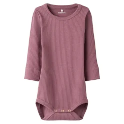 Online Langærmet rib body. str. 56-92 - Mørk Rosa Tøj