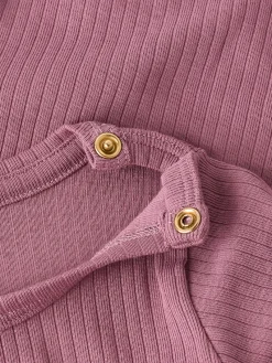 Online Langærmet rib body. str. 56-92 - Mørk Rosa Tøj