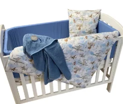 Discount NM Baby sengelinned - lyseblå m/ beige og brune helikoptere Børn Sengetøj