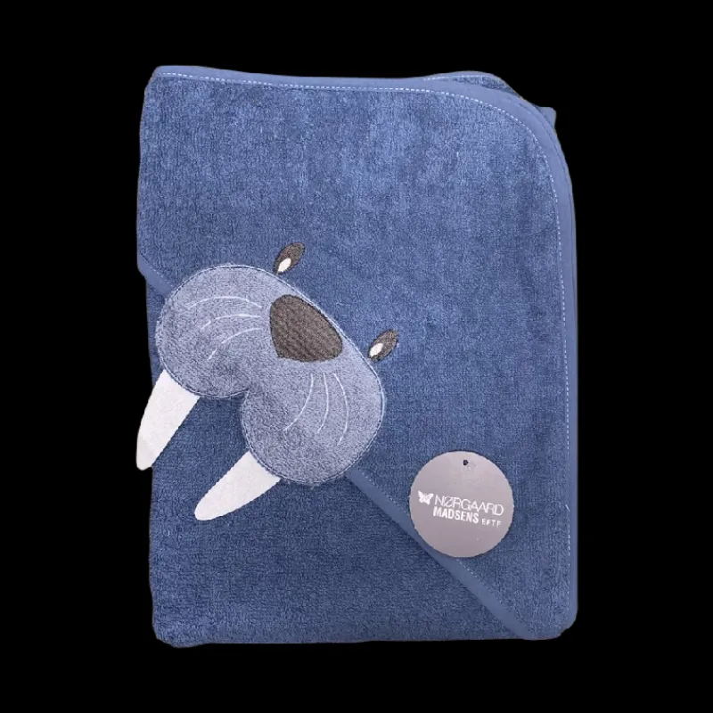 NM Badeslag midd blue m/ hvalros str. 100x100 cm. Badeslag &Amp; Håndklæder