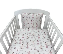 Outlet NM Junior sengelinned - off - white m/ blomme farvet ballerina Børn Sengetøj