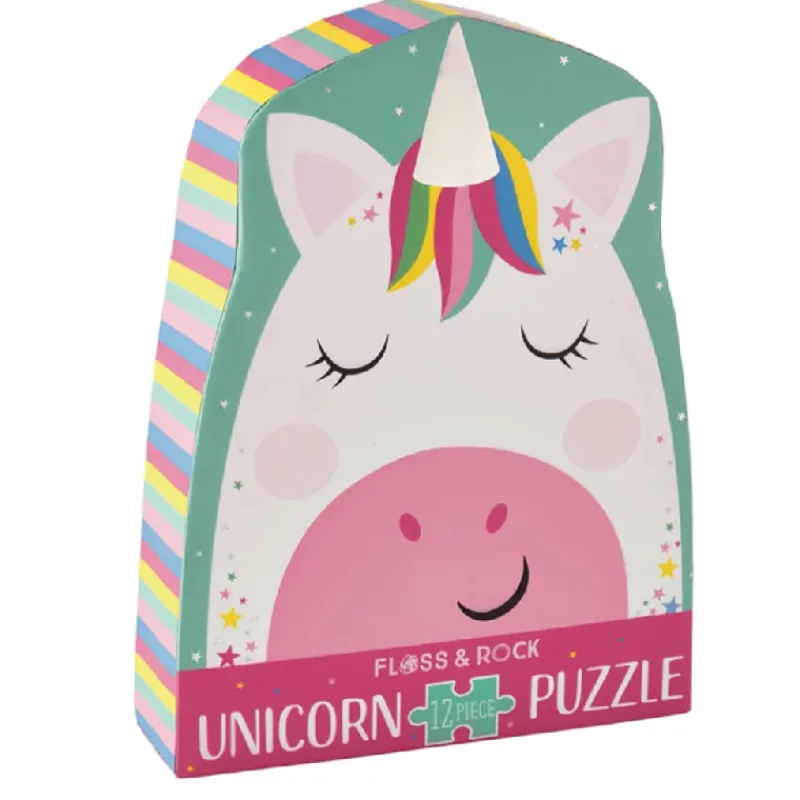 Discount Puslespil m. formet motiv & æske 12 brikker - Rainbow Unicorn Spil &Amp; Puslespil|Kreativitet