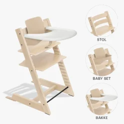 Hot Tripp Trapp Bundle - Højstol, Babyset og Tray - Natur Børn Højstole|Børnemøbler